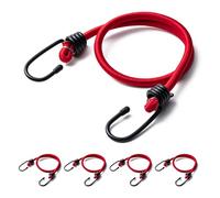 Aegero 24inch Bungee Cords with Hooks,5Pcs Heavy Duty Extra Strong Outdoor Elastic Rope,Multi-Purpose Elastic Bungee Straps for Luggage,Camping,Tarps,Bike Rack,Outdoor Tent,Weatherproof（Red）