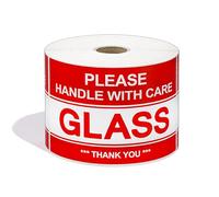 Aegis Adhesives - 3 x 5 in (76.2 x 127 mm) 1 Roll, 500 Stickers Glass - Please Handle with Care - Thank You Warning Shipping Labels