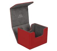 AEGIS GUARDIAN Card Deck Box for MTG, Commander Deck Box Hold 120+ Sleeved Cards, Leather Strong Magnet Card Deck Case Holder for Magic Cards TCG CCG, Red and Greay Ineer