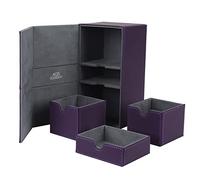 AEGIS GUARDIAN Card Deck Box for MTG with 3 Tray Commander Deck Box Hold 200+ Double Sleeved Cards, PU Leather 7 Strong Magnets Card Storage Box Deck Game Case for TCG CCG, Purple