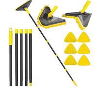 AegisHome Newly Upgraded Wall Cleaner Mop with Long Handle 82 Inches, 3-in-1 Ceiling Cleaning Tool Duster with 6 Replacement Microfiber Chenille Pads for Painted Walls, Window, Floor, Baseboard