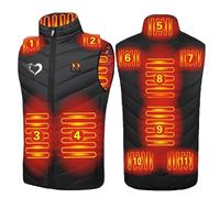 AEGJEGVD 2023 Upgraded Heated Jacket, 11 Heating Zone Men's Electric Heating Down Gilet Waterproof Windproof Electric Vest Outerwear with 3 Temperature for Outdoor Camping Hiking Golf (No Power Bank)