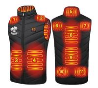 AEGJEGVD 2023 Upgraded Heated Jacket, 11 Heating Zone Men's Electric Heating Down Gilet Waterproof Windproof Electric Vest Outerwear with 3 Temperature for Outdoor Camping Hiking Golf (No Power Bank)
