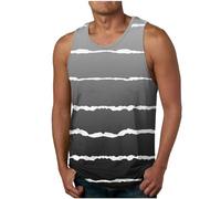 AEGJEGVD 2024 Men Striped Tank Tops Round Neck Hawaiian Tank Tops Outdoor Beach Holiday Vest Tops Gym Muscle Sport Fitness Tank Tops Summer Casual Loose Sleeveless Vests Tops UK Size S-XXL Clearance