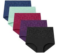 AEGJEGVD 5PC Underwear Women Clearance Solid Cotton Tummy Control Knickers Today's Deals,Ladies Seamless High Waist Tummy Lifting Underwear Large Size Briefs Comforty Breathable Briefs XS-5XL
