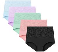 AEGJEGVD 5PC Underwear Women Clearance Solid Cotton Tummy Control Knickers Today's Deals,Ladies Seamless High Waist Tummy Lifting Underwear Large Size Briefs Comforty Breathable Briefs XS-5XL