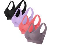 AEGJEGVD 5PC Women Sports Bra for Large Breasts Ultra-Thin Full Cup Yoga Bra Solid New Seamless Sports Style Crop Tops Vest Comfort Stretch Bras Shapewear Plus Size Bra S-6XL UK Clearance