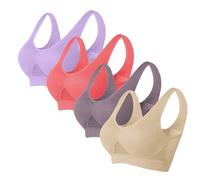 AEGJEGVD 5PC Women Sports Bra for Large Breasts Ultra-Thin Full Cup Yoga Bra Solid New Seamless Sports Style Crop Tops Vest Comfort Stretch Bras Shapewear Plus Size Bra S-6XL UK Clearance