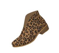 AEGJEGVD Ankle Boots for Women Clearance,Winter Boots for Women UK Today's Deals,Leopard Printed Plus Size Ankle Boots Platform Round Toe Leather Suede Boots Low Heel Boots Wedges Shoes UK Size 3-7
