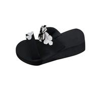 AEGJEGVD Arch Support Sandals for Women Black Flip Flops Clearance,Ladies Thick-Soled Beach Slippers,Summer Comfortable Soft Bottoms Platform Sandal Casual Shoes Walking Non-Slip Slides UK Size 3.5-7