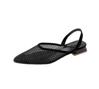 AEGJEGVD Closed Toe Sandals for Women Pointed Toe Openwork Netting Low Heel Sandals Ladies Summer Two-Wear Mesh Back Strap Shoes Beach Casual Shoes Outdoor Plus Size Non Slip Sliders 3.5-7