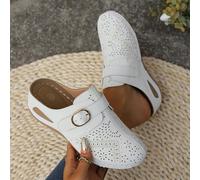 AEGJEGVD Closed Toe Sandals Women Clearance,Ladies Hollow Out Buckle Strap Decoration Slippers,Summer Wedge Heels Sandal Thick Bottom Half Shoes Comfy Casual Walking Non-Slip Slides UK Size 3.5-7.5