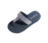 AEGJEGVD Flip Flops Women Rhinestones Open Toe Flip Flops Round Toe Platform Thong Sandals Plus-Size No Slip Slides Ladies Summer PU Shower Slides Holiday Beach Slippers Outdoor Casual Slippers 3.5-7
