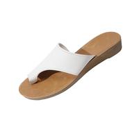 AEGJEGVD Flip Flops Women Round Toe Open Toe Flip Flops Wedge Heel Sandals Summer Non-Slip Soft Soled Slippers Arch Support Slippers Ladies PU Sliders for Shower Bathroom Pool Beach Outdoor 3.5-7