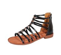 AEGJEGVD Gladiator Sandals for Women,Ladies Solid Color Open Toe High Top Flat Low Heel Thick Zipper Roman Sandals Slippers Platform Shoes Summer Washable Non Slip Casual Slides UK Size 3.5-7.5