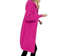 AEGJEGVD Hoodies for Women UK Full Zip Up Fleece Hoodie Casual Long Sleeve Knee Length Tunic Sweatshirts Plus Size Winter Warm Trench Coat Comfy Hooded Sweaters Coats Long Christmas Jackets S-5XL