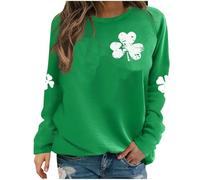 AEGJEGVD Ladies St. Patrick's Day Tops Clearance,Womens Long Sleeve Sweatshirt Irish Lucky Shamrock Printed Round Neck Pullover Jumpers Lucky Green Cotton Sweaters Holiday Trendy Shirt UK Size XS-5XL