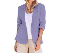 AEGJEGVD Linen Blazers for Women UK Clearance,Ladies Solid Color Turn Down Collar 3/4 Sleeve Elegant Blazer Jackets Lightweight Breathable Formal Cardigan Coats Office Work Jacket with Pockets S-5XL
