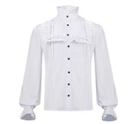 AEGJEGVD Men Gothic Shirts Clearance Retro Frilly Neck Long Sleeve Victorian Ruffled Inner Shirt Halloween Stage Costume Gentleman Medieval Court Dress Shirt Renaissance Steampunk Blouses Tops S-5XL