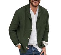 AEGJEGVD Men Linen Shirt Jacket UK Clearance Cotton Linen Casual Blazer Three Buttons Solid Color Loose Suit Jacket Sport Coat Summer Spring Shirts Comforty Lightweight Stylish Blazers Jackets
