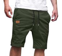 AEGJEGVD Men's Cargo Shorts UK Clearance,Men Solid Color Elastic Waist Drawstring Shorts Summer Outdoor Beach Workwear Short Pant Casual Loose Hiking Waiking Sport Chino Pants with Pockets XS-5XL