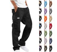 AEGJEGVD Mens Cargo Trousers Clearance,Men Drawstring Straight Leg Cotton Work Trouser Spring Fall Outdoor Hiking Running Climbing Pants Casual Loose Sweatpant with Multi Pockets Joggers UK Size S-3XL