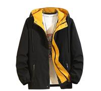 AEGJEGVD Men's Coats and Jackets with Hood Clearance Zipper Drawstring Long Sleeve Pockets Coats Outdoor Windproof Warm Softshell Jackets Fall Winter Oversized Clothes Casual Climbing Outwear M-8XL