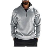 AEGJEGVD Mens Fleece Sweatshirt Clearance,Men Stand Collar Pullover Sweaters Today's Deals,Solid Color Long Sleeve Half Zip Neck Sweatshirt Fall Winter Sports T Shirt Casual Loose Warm Tops S-3XL