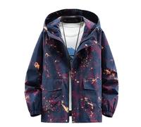 AEGJEGVD Men's Outdoor Jackets Camouflage Gradation Long Sleeve Zipper Pockets Hooded Overcoat Fall Winter Thin Fit Coats Windproof Warm Softshell Jackets Casual Sport Outwear UK Size 10-22 Clearance