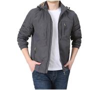 AEGJEGVD Men's Outdoor Softshell Jackets Solid Long Sleeve Zipper Pockets Hooded Overcoat Fall Winter Comforty Lightweight Coats Jackets Casual Fashion Sport Running Outwear UK Size 10-22 Clearance