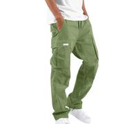 AEGJEGVD Mens Work Trousers UK Clearance,Men Drawstring Straight Leg Cotton Cargo Trouser Spring Fall Outdoor Hiking Running Climbing Pants Casual Loose Sweatpant with Multi Pockets Joggers S-3XL