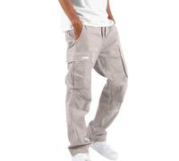 AEGJEGVD Mens Work Trousers UK Clearance,Men Drawstring Straight Leg Cotton Cargo Trouser Spring Fall Outdoor Hiking Running Climbing Pants Casual Loose Sweatpant with Multi Pockets Joggers S-3XL