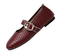 AEGJEGVD PU Loafers Women Round-Headed Flat with A Straight Buckle Loafers Spring Summer Outdoor Comfortable Slip On Ladies Leather Shoes Dressy Work Business Casual School Shoes Size 3.5-6