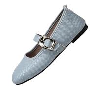 AEGJEGVD PU Loafers Women Round-Headed Flat with A Straight Buckle Loafers Spring Summer Outdoor Comfortable Slip On Ladies Leather Shoes Dressy Work Business Casual School Shoes Size 3.5-6