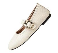 AEGJEGVD PU Loafers Women Round-Headed Flat with A Straight Buckle Loafers Spring Summer Outdoor Comfortable Slip On Ladies Leather Shoes Dressy Work Business Casual School Shoes Size 3.5-6