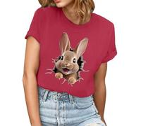 AEGJEGVD Sale Clearance Women Easter Clothes,Ladies Easter Bunny Print Short Sleeve Blouses Summer Casual Round Neck T-Shirt Cotton Comforty Tops Holiday Festival Clothing Fashion Tees S-3XL