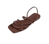 AEGJEGVD Sandals for Women Elegant One-Strap Thin Strap Flat Sandals Open Toe Roman Beach Shoes Square Toe Shoes Summer Outdoor Non Slip Sliders Comfortable Plus Size Sliders Ladies 3.5-7.5