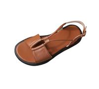 AEGJEGVD Sandals Women Clearance,Ladies Open Toe Retro Buckle Flat Beach Roman Sandals Soft Soled Walking Slippers Platform Shoes Spring Summer Washable Non Slip Casual Slides UK Size 3.5-7.5