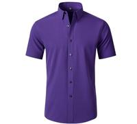 AEGJEGVD Shirt for Men Hawaiian Short Sleeve Button Down Turndown No Iron Blouses Summer Beach Vacation Shirts Office Work Business Cardigan Shirt Classic Regular Fit Shirts UK Size XS-3XL Clearance