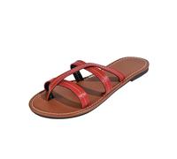 AEGJEGVD Slippers Women Soft Leather Thong Open Toe Slippers Summer Non-Slip Low Heel Sliders Comfortable Plus Size Sliders Ladies House Shoes for Shower Bathroom Pool Beach Indoor Outdoor 3.5-7.5