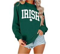 AEGJEGVD Tops for Women UK Clearance,Ladies St. Patrick's Day Long Sleeve Pullover Sweatshirt Irish Lucky Shamrock Printed Round Neck Jumpers Lucky Green Cotton Sweaters Holiday Trendy Shirt XS-5XL