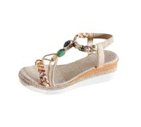 AEGJEGVD Wedge Sandals for Women UK Clearance,Ladies Summer Bohemian Roman Sandals Open Toe Soft Thick Soled Shoes Fashion Breathable Beach Slippers Washable Non Slip Arch Support Slides Size 3.5-7.5