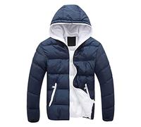 AEGJEGVD Winter Jackets for Men Clearance,Men Down Jacket Solid Hooded Long Sleeve Full Zip Warm Coats Padded Cotton Quilted Coat Outdoor Softshell Waterproof Windproof Puffer Coat with Pockets S-6XL