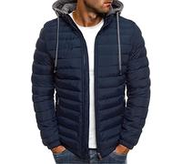 AEGJEGVD Winter Jackets for Men Clearance,Men Down Jacket Solid Hooded Long Sleeve Full Zip Warm Coats Padded Cotton Quilted Coat Outdoor Softshell Waterproof Windproof Puffer Coat with Pockets S-6XL