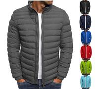 AEGJEGVD Winter Jackets for Men Clearance,Men Down Jacket Solid Hooded Long Sleeve Full Zip Warm Coats Padded Cotton Quilted Coat Outdoor Softshell Waterproof Windproof Puffer Coat with Pockets S-6XL