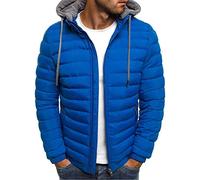 AEGJEGVD Winter Jackets for Men Clearance,Men Down Jacket Solid Hooded Long Sleeve Full Zip Warm Coats Padded Cotton Quilted Coat Outdoor Softshell Waterproof Windproof Puffer Coat with Pockets S-6XL