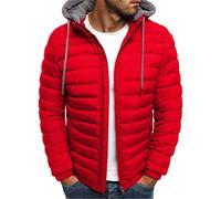AEGJEGVD Winter Jackets for Men Clearance,Men Down Jacket Solid Hooded Long Sleeve Full Zip Warm Coats Padded Cotton Quilted Coat Outdoor Softshell Waterproof Windproof Puffer Coat with Pockets S-6XL
