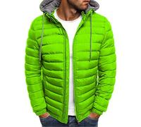 AEGJEGVD Winter Jackets for Men Clearance,Men Down Jacket Solid Hooded Long Sleeve Full Zip Warm Coats Padded Cotton Quilted Coat Outdoor Softshell Waterproof Windproof Puffer Coat with Pockets S-6XL