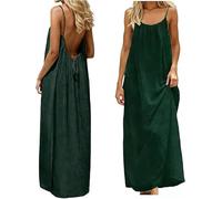 AEGJEGVD Women Dresses Summer Backless Cami House Dresses Ladies Sleeveless Long Cami Lounge Dress Holiday Vacation Beach Sling Dress S-5XL