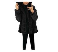 AEGJEGVD Women Faux Fur Coat with Hood Clearance Women Faux Fur Long Sleeve Body Warmer Coat Winter Furry Faux Fur Mid-length Warm Coats Thicked Shaggy Casual Faux Fur Cardigan Overcoat UK Size S-5XL